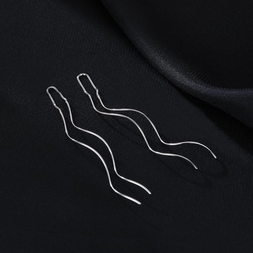 Solid 925 Sterling Silver Double Linear Curved Ta… - image 4